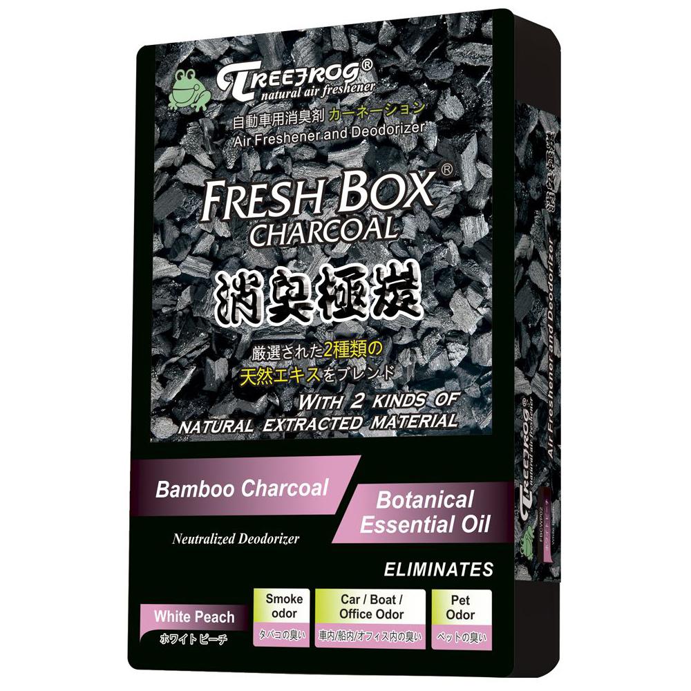 Treefrog Fresh Box Charcoal - White Peach Air Freshener - CARZILLA.CA