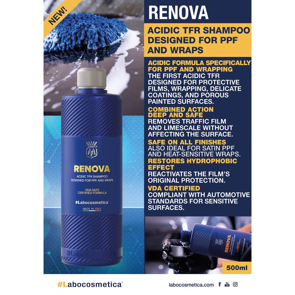 Labocosmetica RENOVA Acidic Traffic Film Remover Shampoo for PPF and Wraps 500ml