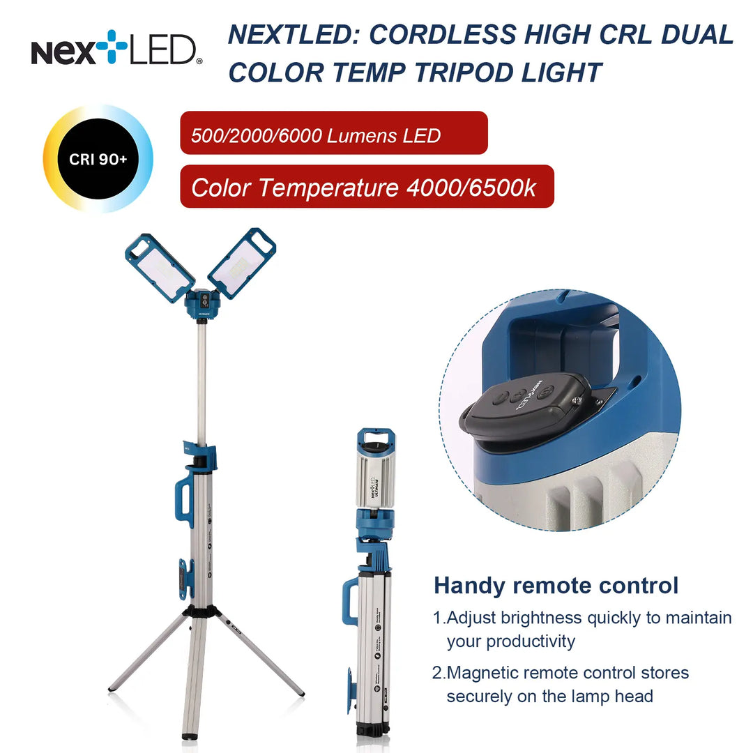 NextLED Cordless Dual Color CRI 90 Tripod LED Shop Light NT-6926M