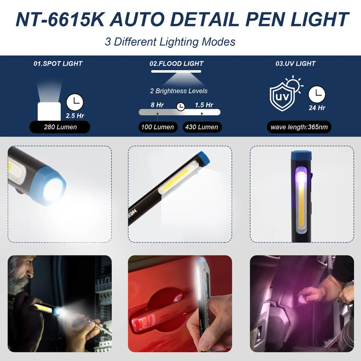 NexLED Professional, 3-in-1, Auto Detailing Pen Work Light NT-6615K - CARZILLA.CA