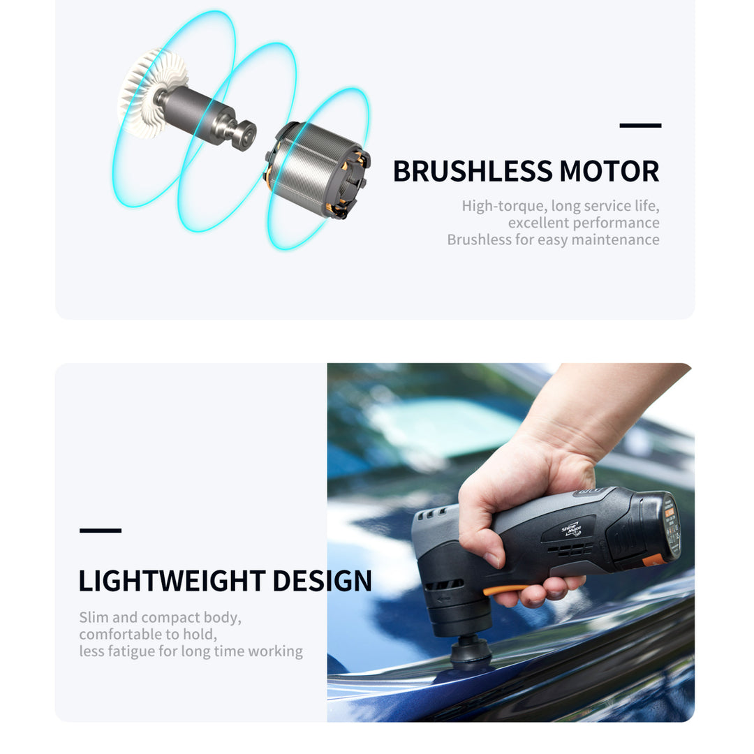 Shinemate EB201A 1/5 DA Cordless Spot Sander Kit