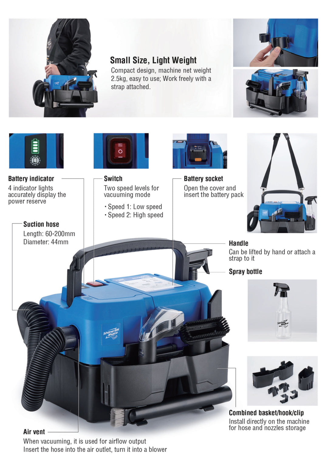 Shinemate EC405 Cordless Wet and Dry Vac EC405K