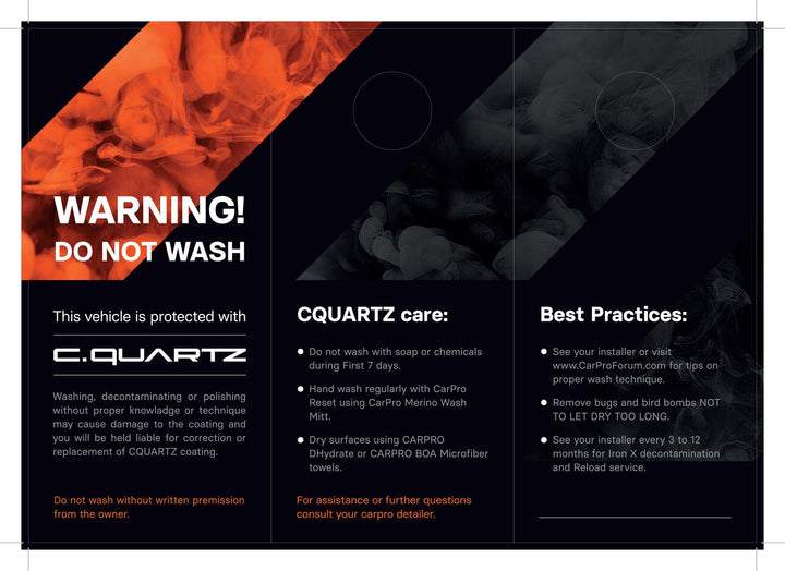 CarPro Do Not Wash Hanger Brochure - CARZILLA.CA