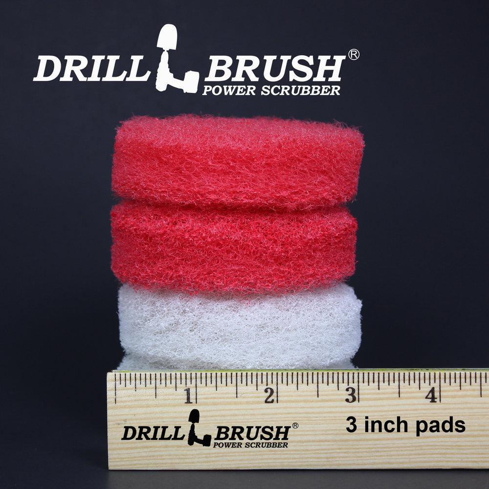 3in Scrubbing Pad (Hook and Loop attachable) 4 pads set Red/White - CARZILLA.CA