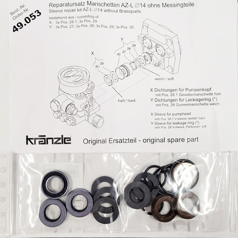 Kranzle AZ-L Pump Packing Rebuild Kit 49.053 - CARZILLA.CA