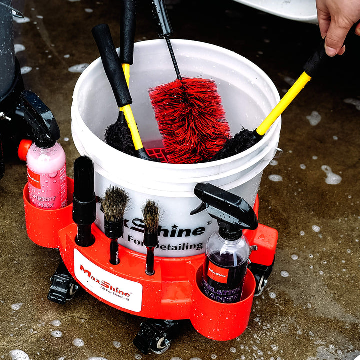 Maxshine Bucket Dolly with Brush and bottle holder - CARZILLA.CA